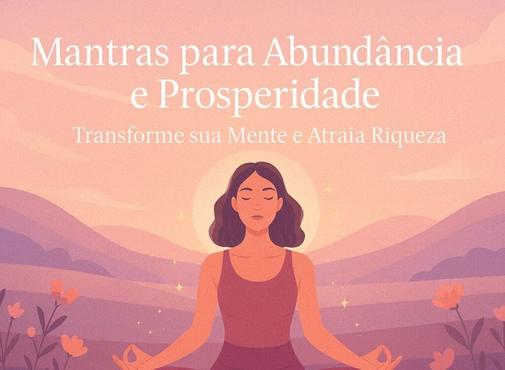 Mulher meditando com mantras para abundância e prosperidade ao nascer do sol
